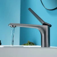 bathroom basin faucet single hole single handle hot and cold water mixer taps matte blackchromegreybrushed gold