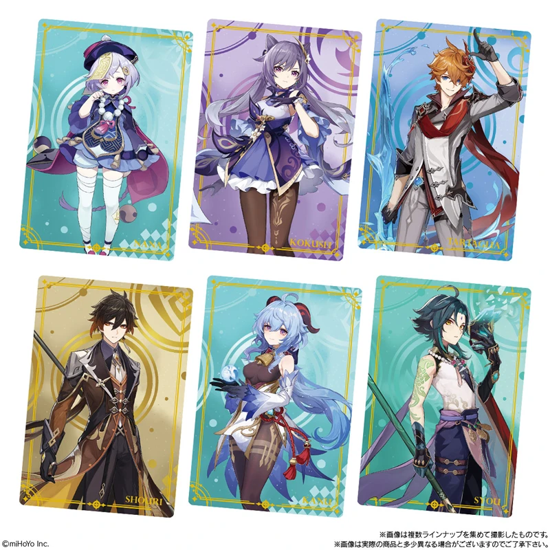 20 вещей/набор Bandai Genshin Оригинальная годовщина Еда Игровая карта Слепая коллекция Diluc Klee Keqing Подарок для поклонников