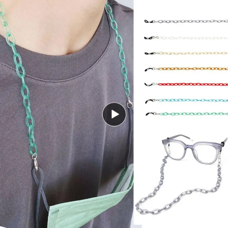 

56CM Acrylic Sunglasses Chain Lanyard Anti-slip With Clips Reading Glasses Chain Cord Holder Neck Strap Rope Lanyard For Women