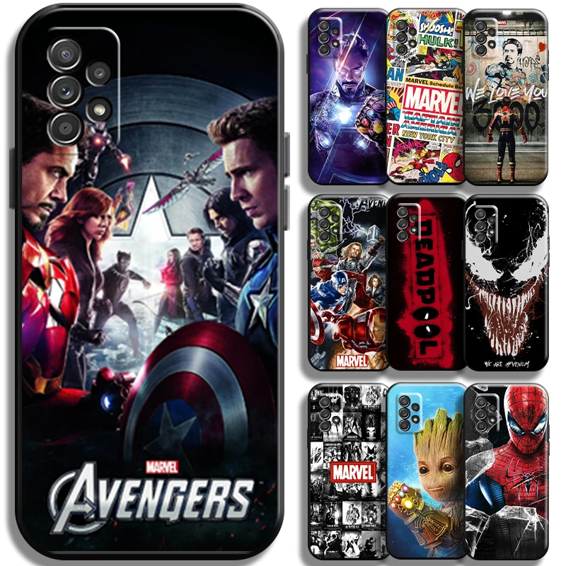 

Marvel Captain America Iron Man Phone Case for Samsung Galaxy A72 5G Cases Cover Black Soft Shockproof Liquid Silicon Back