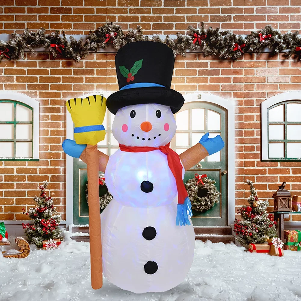 

1.2m Cartoon Giant Snowman Rotating Lights LED Cartoon Snowman Garden Lawn Yard Supplies Inflatable Snowman Ornaments Xmas Props