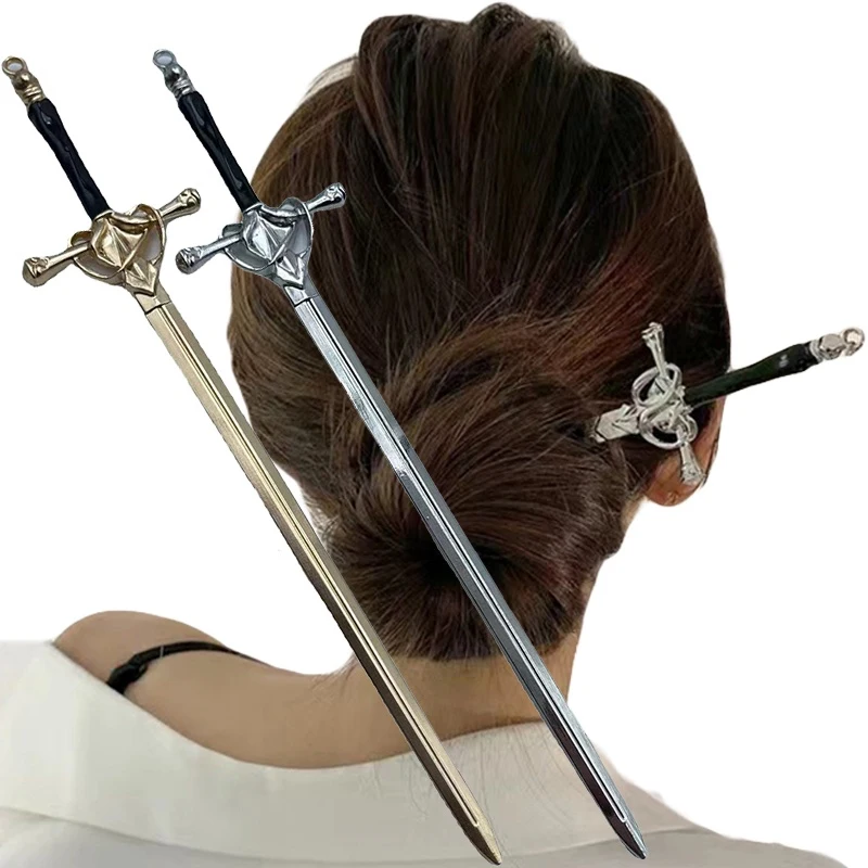

2023 Punk Metal Sword Hairpin Chinese Simple Hair Sticks Hairpins for Women DIY Hairstyle Design Tools Hair Accessories Jewelry