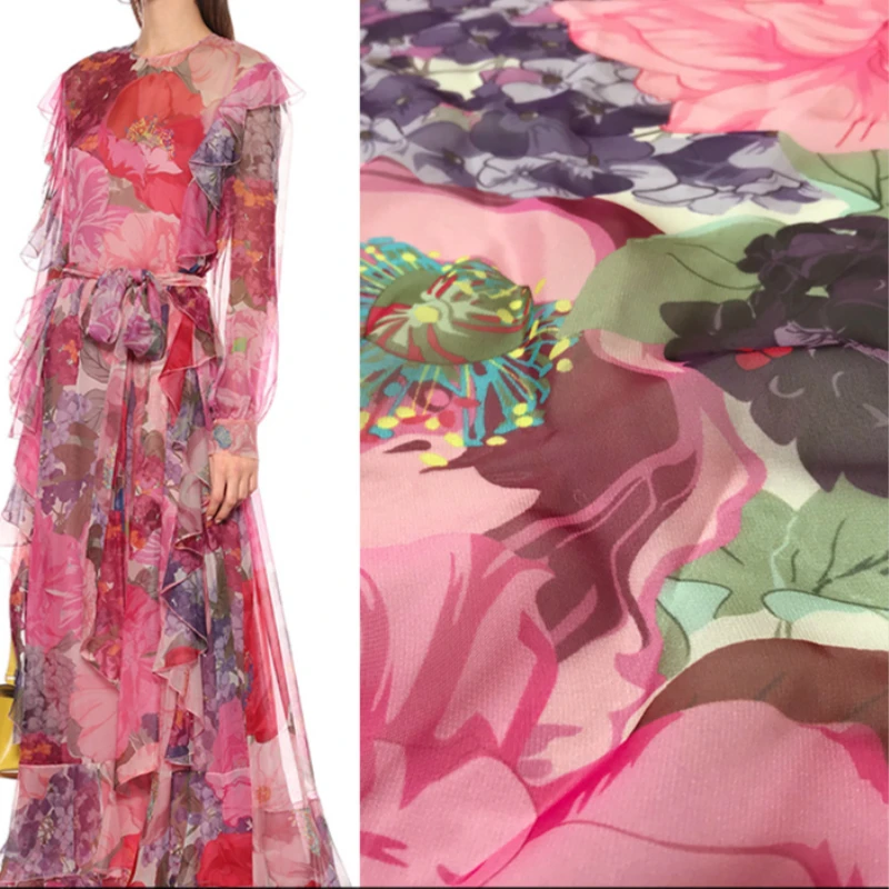 

Итальянская марка, 100% полиэстер, печатная эластичная атласная ткань, одежда, модная шифоновая ткань на метр для шитья платья на метр