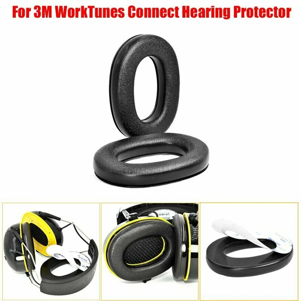 

1Pair Earphone Ear Pads Protein Leather + Sponge Earmuff Low-Noise Cover For 3M WorkTunes Connect Hearing Protector