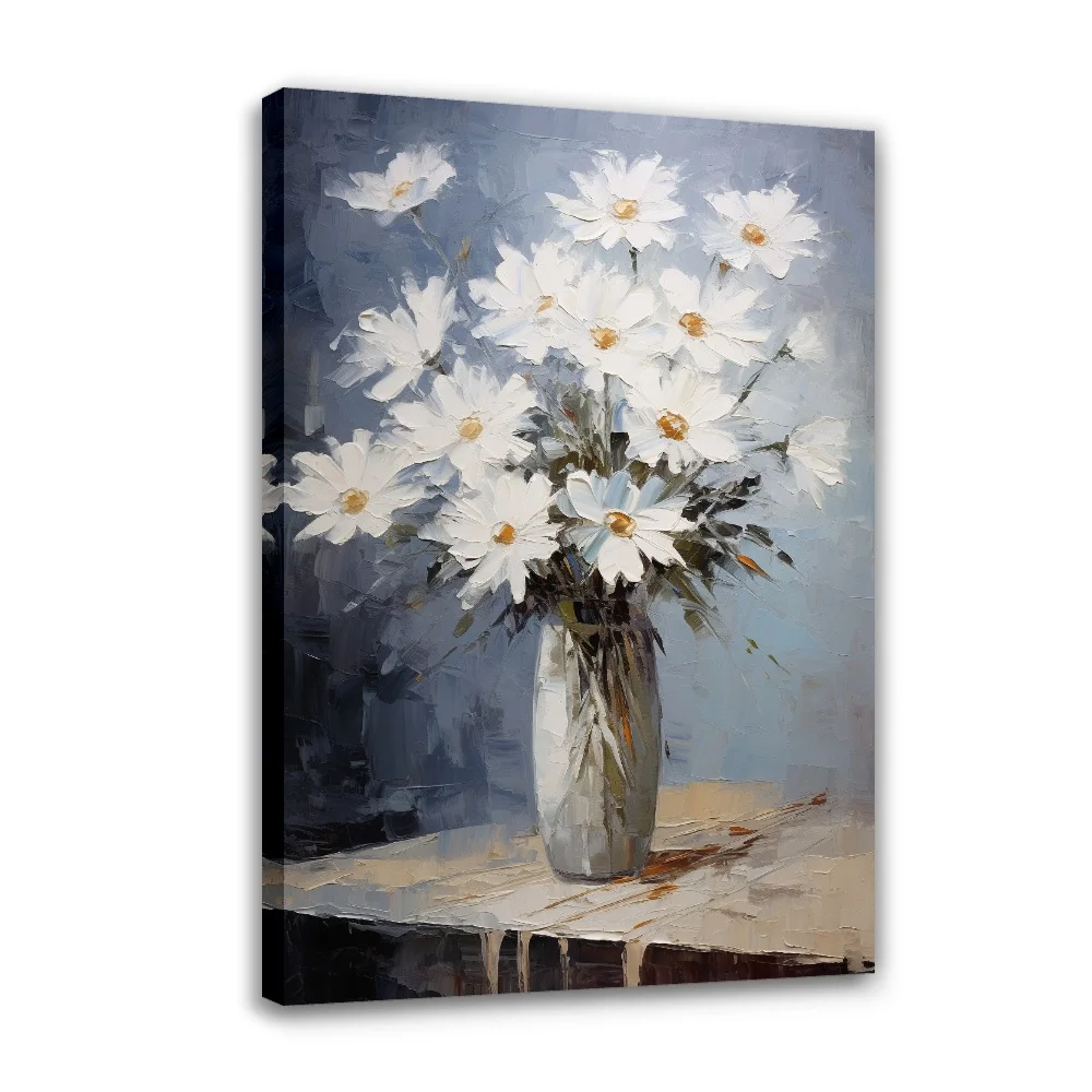 

Forbeauty Print White Daisies Spray Printing Canvas Painting Waterproof And Block Wall Art Oil Paintings Poster For Home Decor