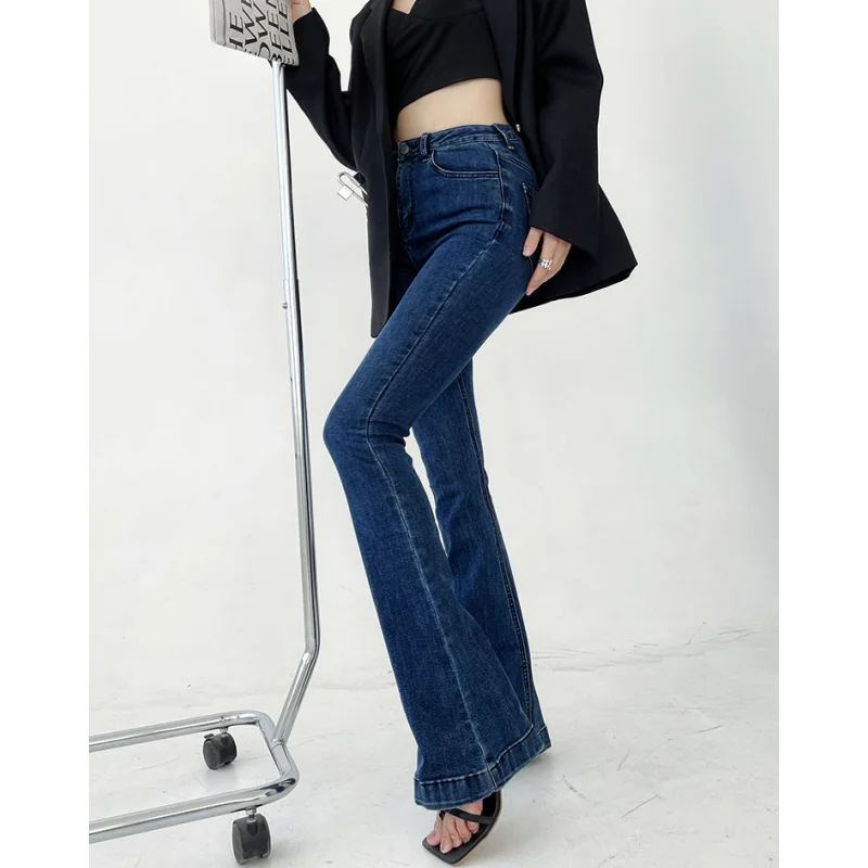 

Women Blue Jeans Flare Pants High Street American Fashion Streetwear Wide Leg Jean Female Baggy Trouser Straight Denim Pants