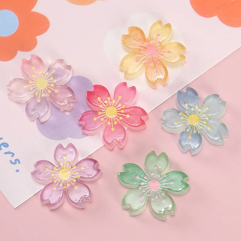 

20pcs Multicolors Sweet Resin Sakura Cabochon for DIY Jewelry Making Scrapbooking Embellishment Décor