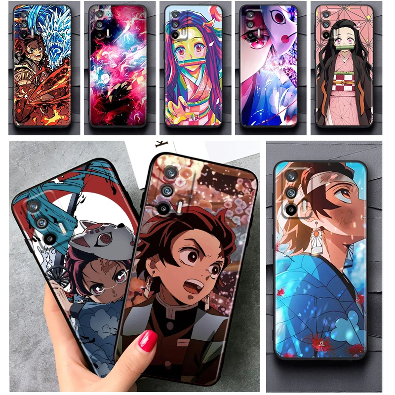 

Anime Demon Slayer Logo Phone Case For OPPO Realme V11 X3 X50 Q5i GT GT2 Neo2 Neo3 C21Y C3 9 9i 8 8i 7i Pro Master Black