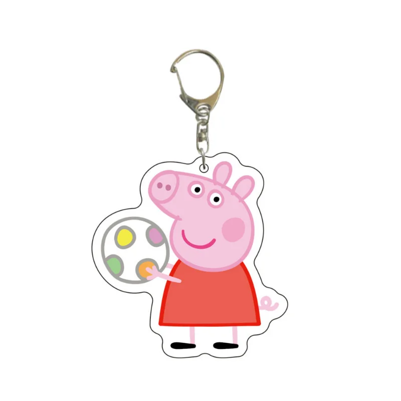 Peppa Pig Cartoon George Pig Suzy Sheep Couple Girlfriend Kawaii Acrylic Keychain Cute School Bag Doll Pendant Birthday Gift images - 6