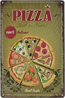 

Retro metal logo retro tin decorative logo wall decorative metal plate-pizza