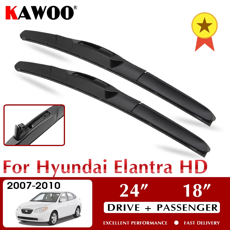 

KAWOO Wiper Front Window Car Wiper Blade Blades 24"+18" for Hyundai ELANTRA HD 2007-2010 Windshield Windscreen LHD RHD