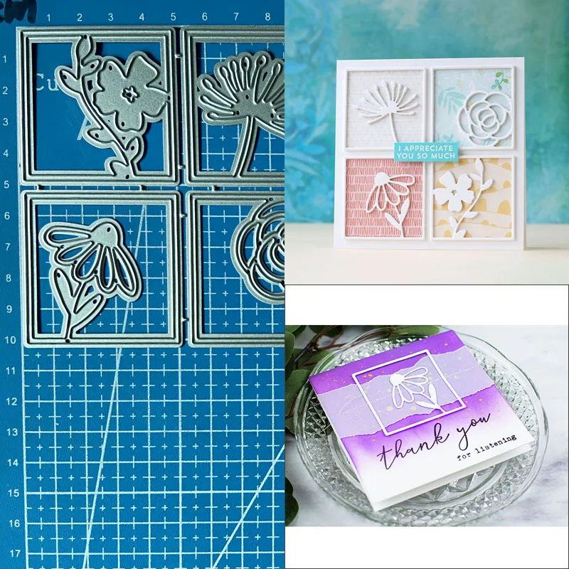 

Lucky Goddess Metal Cutting Dies 4pc flower frame Diy Scrapbooking Photo Album Decorative Embossing Paper Card Crafts
