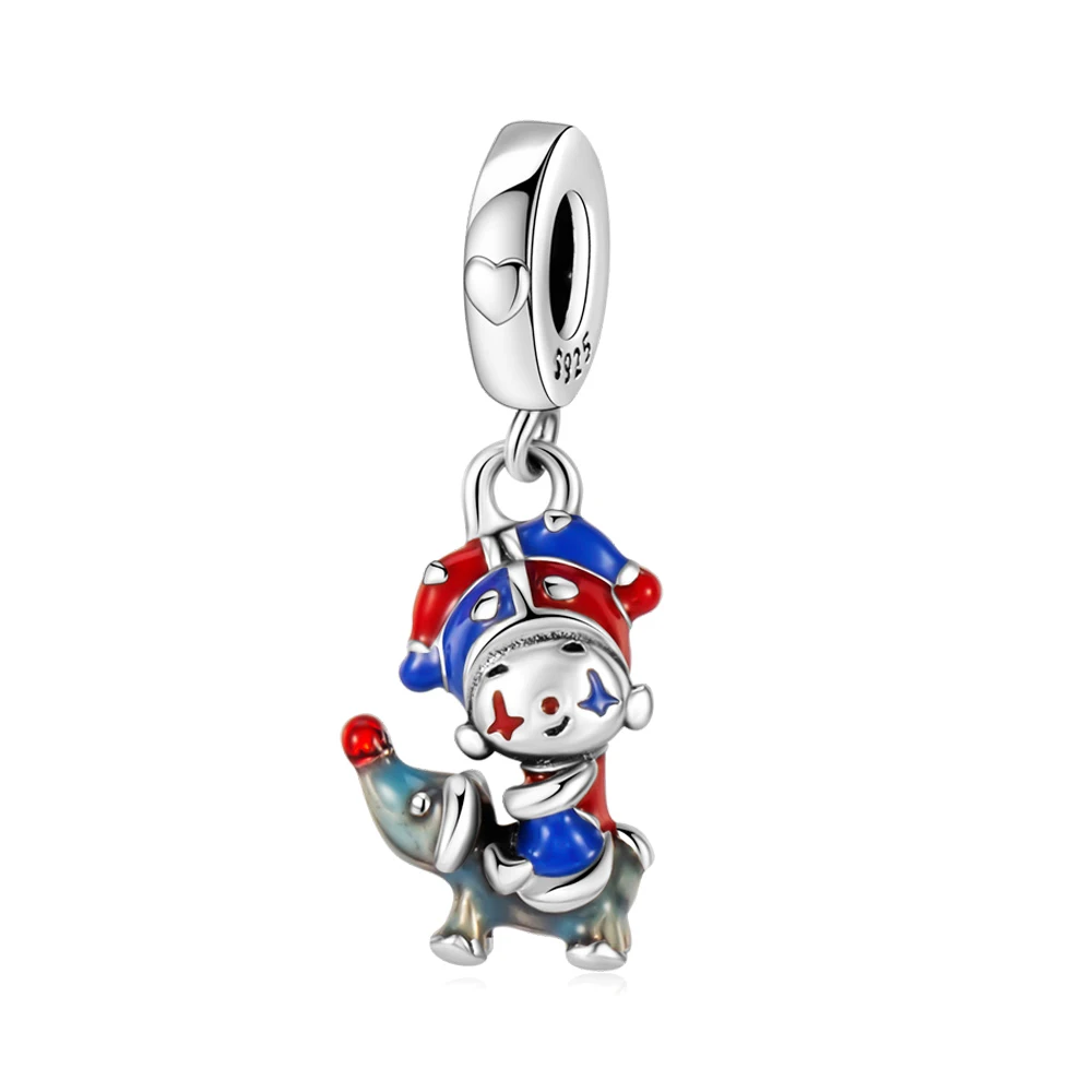 Фото Новый посеребренный цирковой слон Happy Clown, подвеска, подходит для оригинального браслета из бисера, сделай сам, женские ювелирные изделия, подарок 2025, горячая распродажа №4