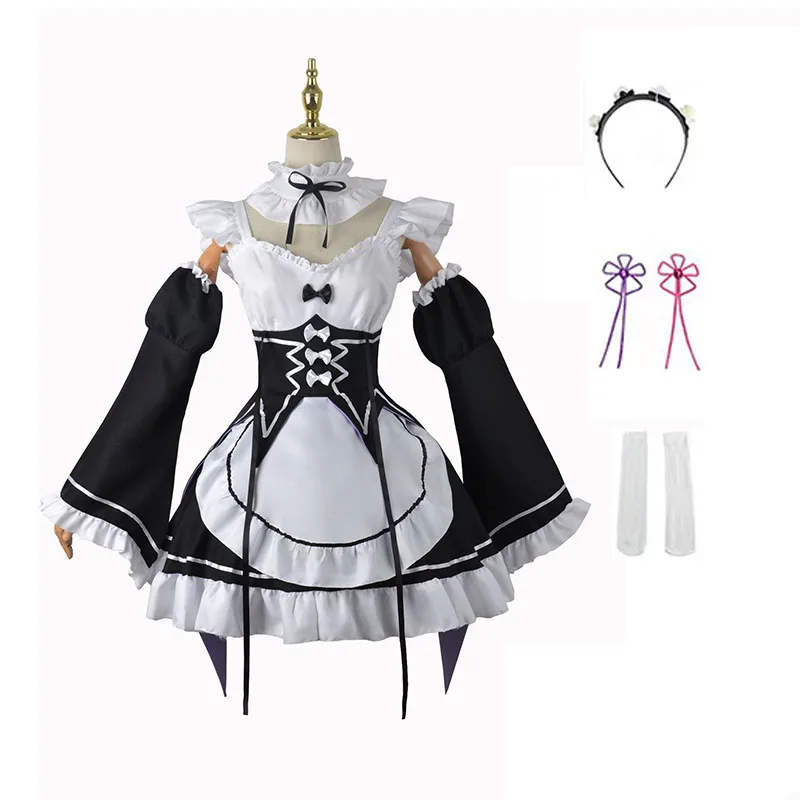 

Rem Ram Maid Cosplay Costumes Re:Zero kara Hajimeru Isekai Seikatsu Kawaii cos dresses Re Life In a Different World Anime Maid