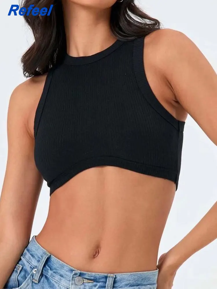 

Women fashion white rayon and spandex black camis vintage backless sexy short crop top female summer tank tops blusas chic tops