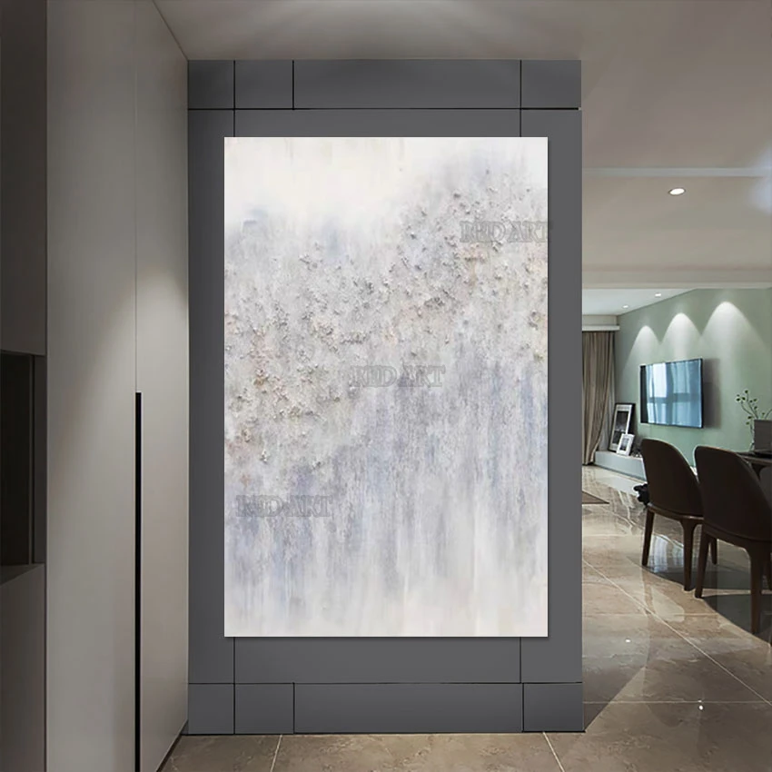 

Белая текстура ручной работы масляная живопись абстрактные большие размеры Современные фрески искусство роскошные украшения для отеля