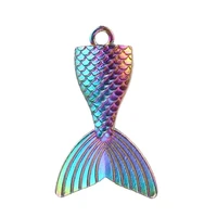 10pcs rainbow color mermaid tail charms pendant accessories diy craft for fashion necklace earring jewelry making bulk wholesale