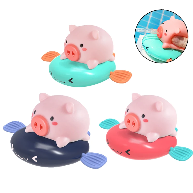 

Детские пляжные игрушки для купания, Мультяшные животные, тянущаяся спрей для ванны, свинья, классические детские водные игрушки для купани...