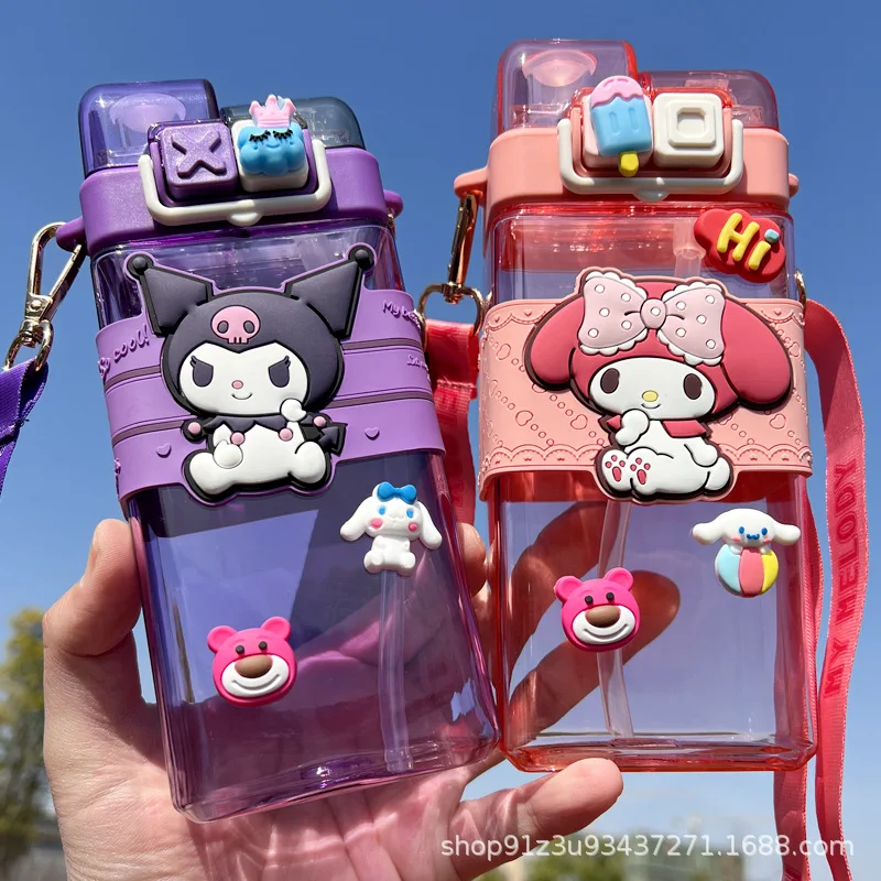 

Kawaii Sanrio Anime Water Cup Cute Pompompurin Cinnamoroll Kuromi Cartoon Summer Portable Straw Cup Originality Children Gifts