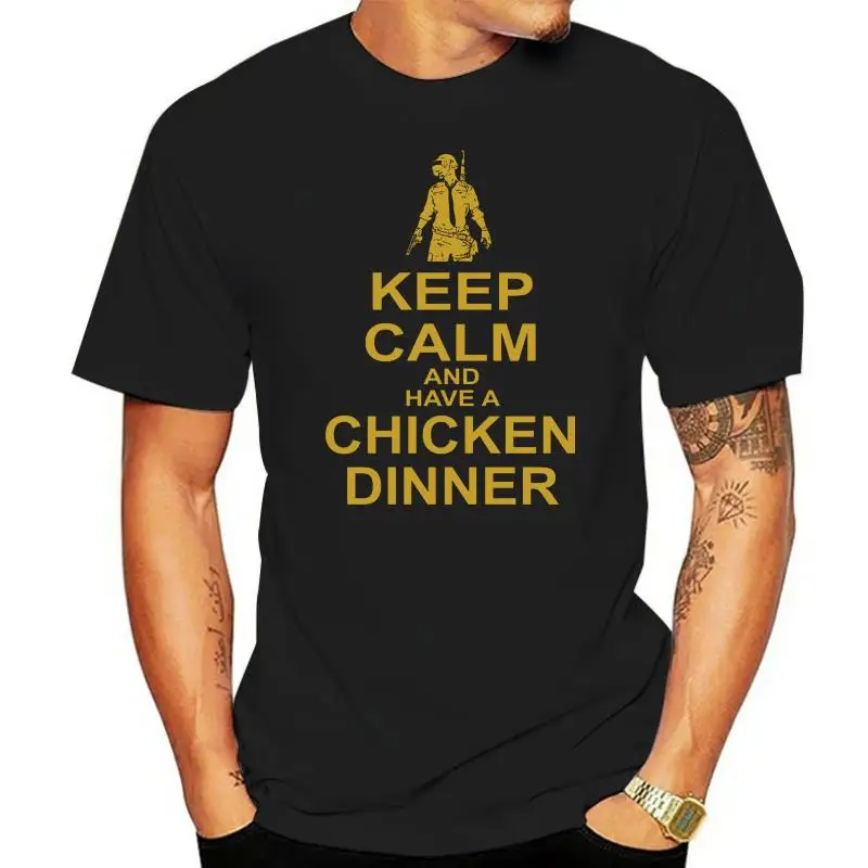 

Keep Calm Chicken Dinner T-Shirt PUBG Men's Comedy T-Shirt PC Gaming T-Shirt Cartoon t shirt men Unisex New Fashion tshirt