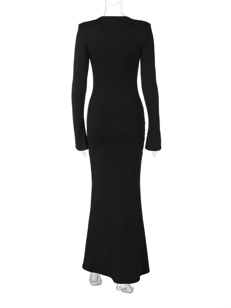 Ueteey элегантное винтажное платье женское осеннее расклешенное с длинным рукавом