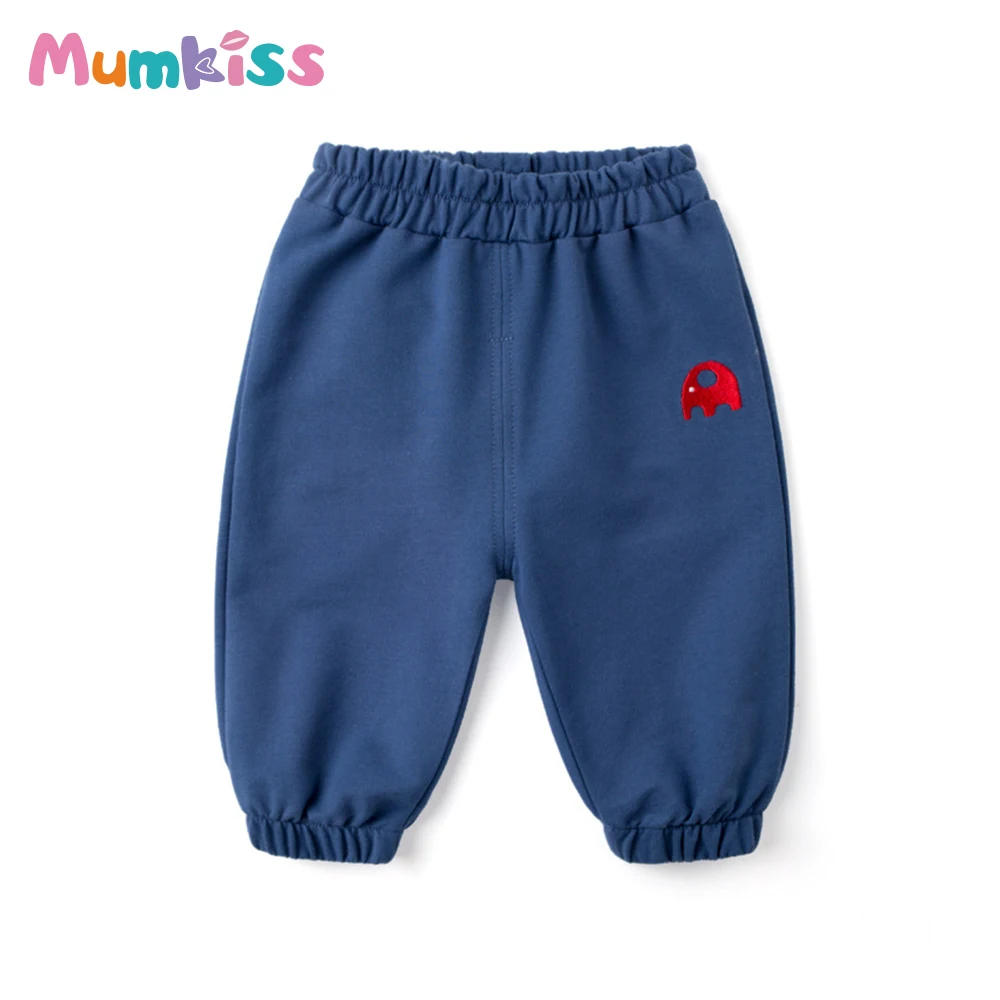 

MUMKISS Child Pants Autumn Solid Color Cotton W/Embroidery Cartoon Kids Trouers Children Sports Pants For Boys Girls