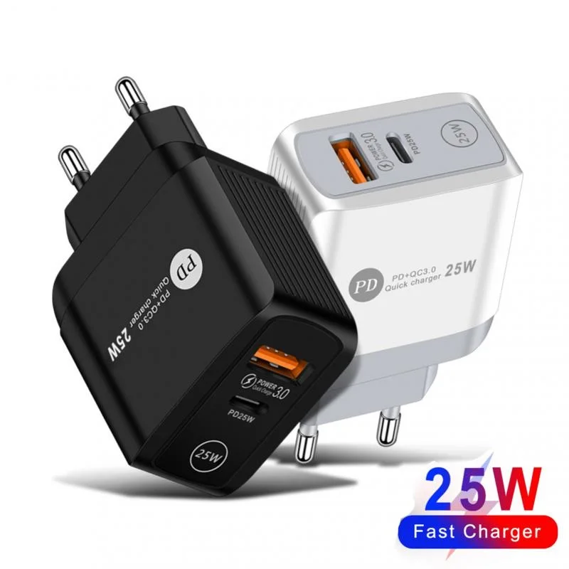 

25W Fast Quick Charging Usb C Dual Ports PD Wall Charger Type c Power Plugs Adaptors For IPhone 12 13 14 Pro Max Samsung htc