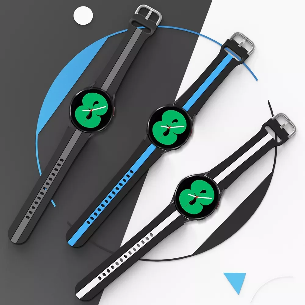 

Band for Samsung Galaxy Watch 4 classic Strap 46mm 42mm Stripe Two-color Sports Bracelet Galaxy Watch4 44mm 40mm Correa