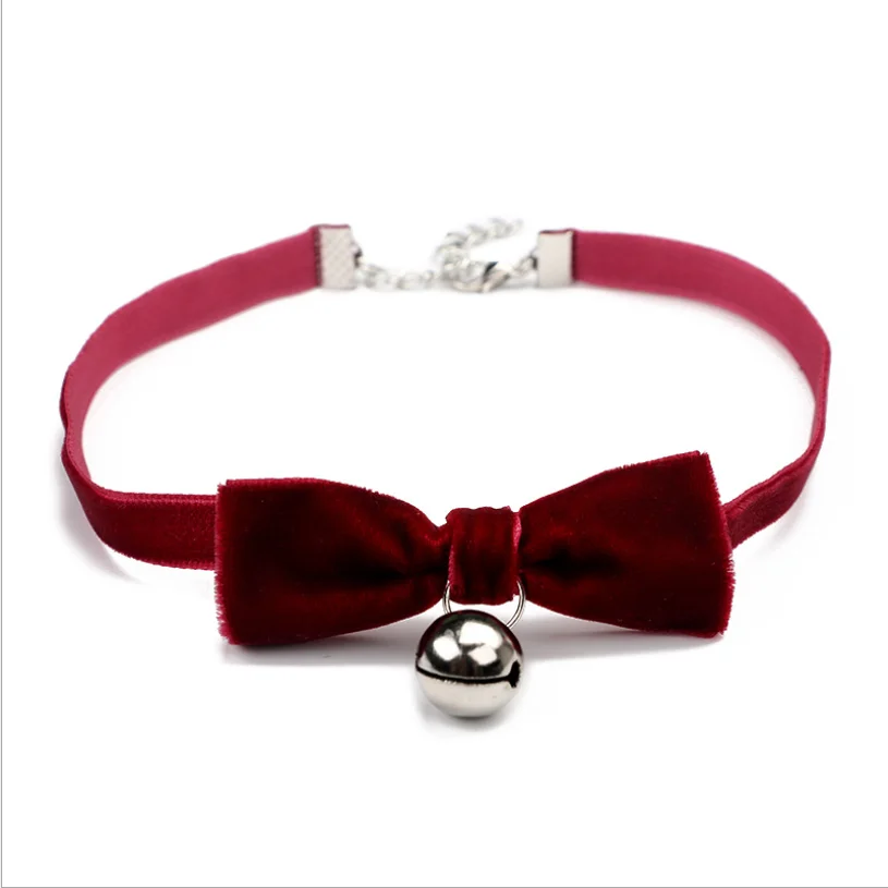 

2022 Fashion Bell Pendants Cosplay Cute Goth Necklace for Women Velvet Ribbon Short Sweete Bow Choker Collares Para Mujer