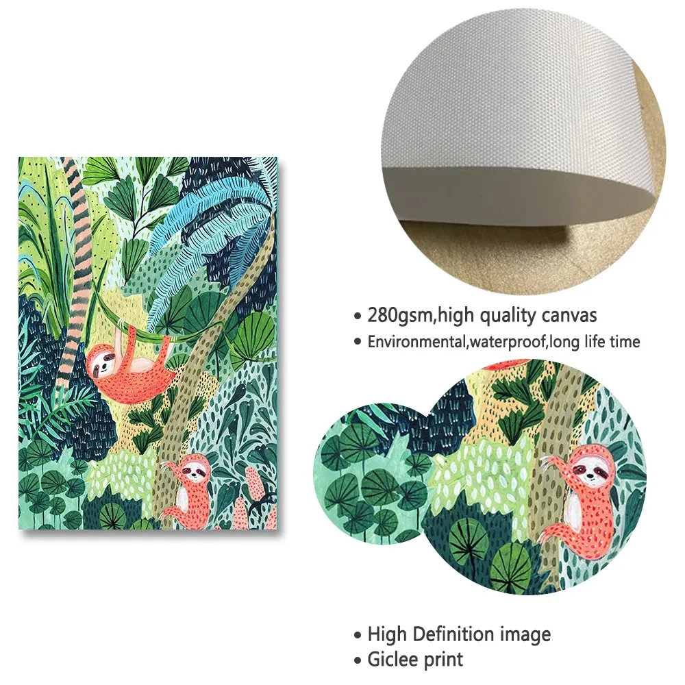 Картина на холсте с изображением леса и животных