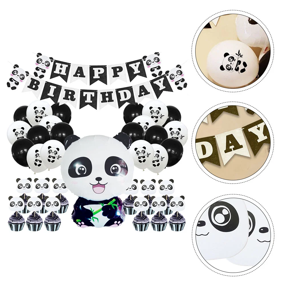

35 Pcs Birthday Party Flags Pattern Ornaments Balloon Decor Props for Home