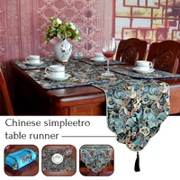 chinese retro table runner placemat with lace tassel pendant tea table tv cabinet tablecloth dresser table flag shoe dust cover