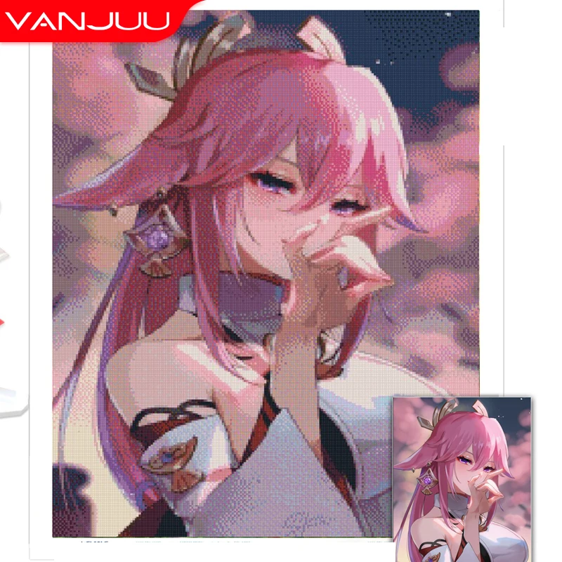 

5D DIY Diamond Painting Anime Yae Miko Picture Full Diamond Art Mosaic Embroidery Cross Stitch Kit Home Decoration