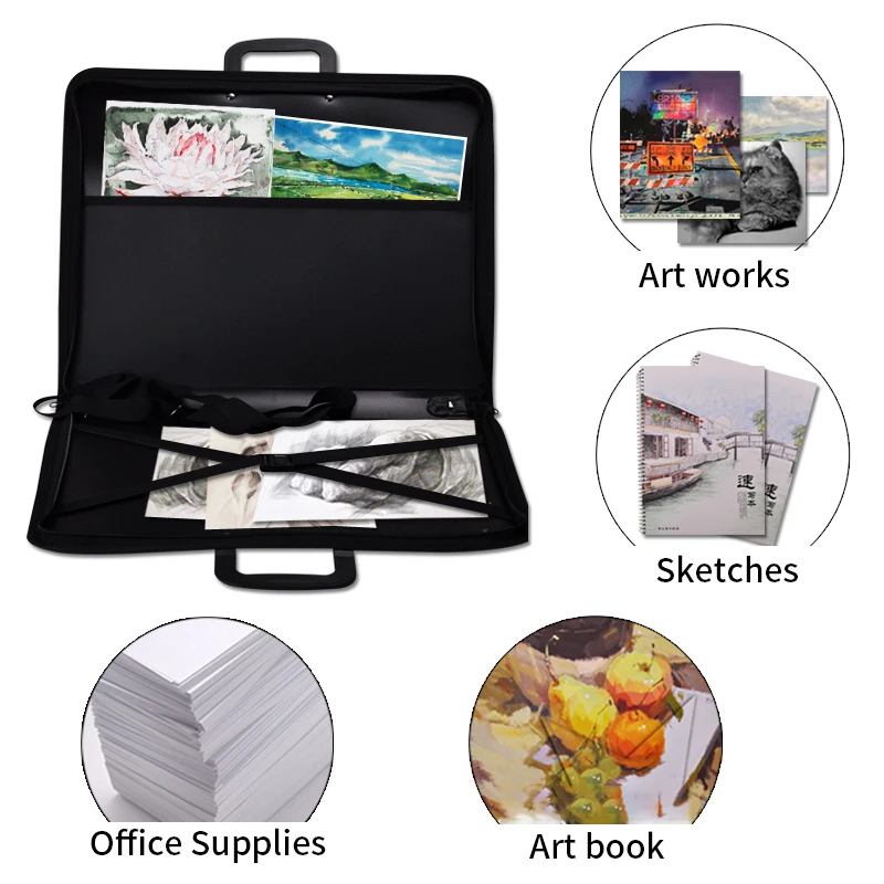 A3 Art Portfolio Case With Shoulder Strap Waterproof Student Top Handle Drawing Painting Weather Resistant Outdoor Folder Bag images - 6