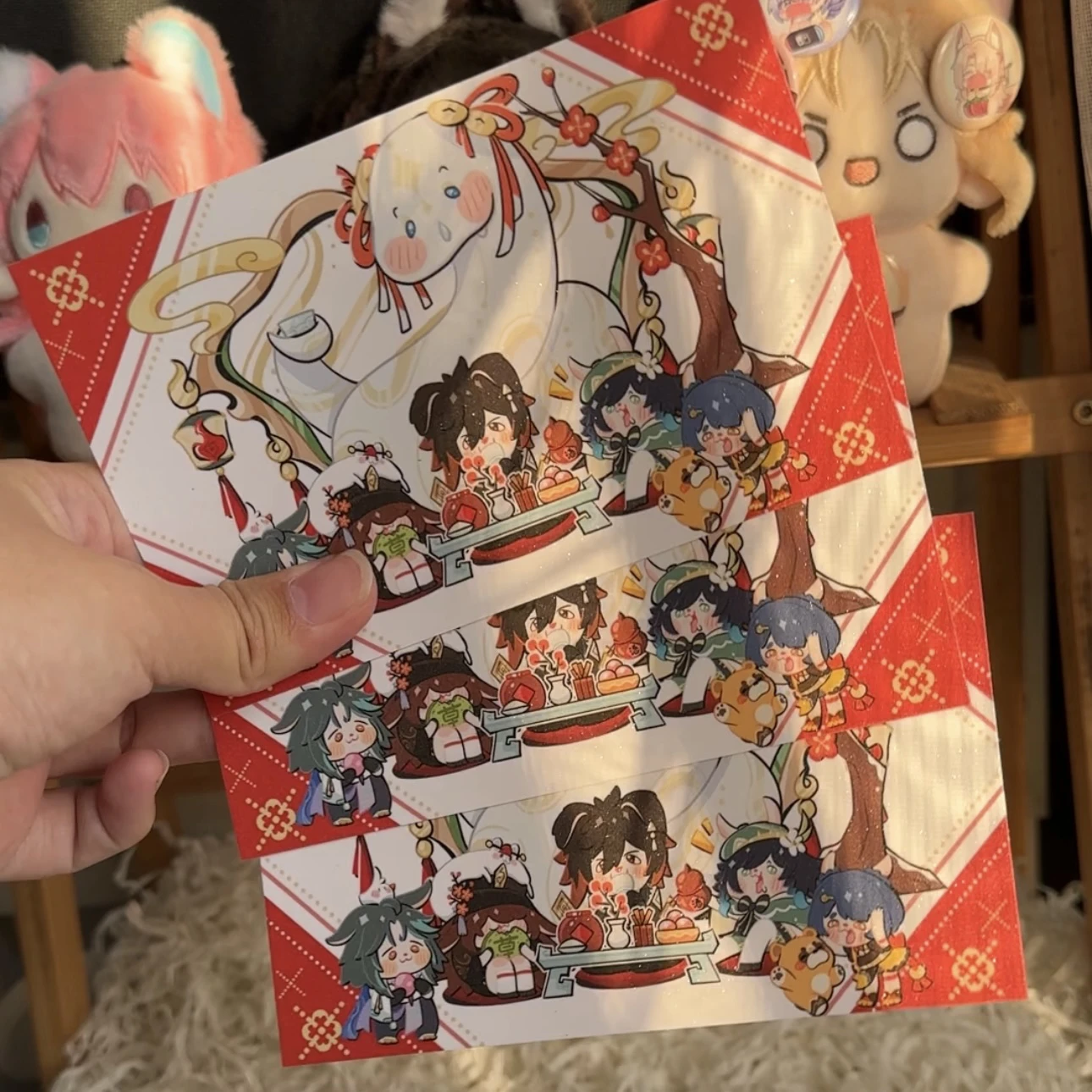 Аниме игра Genshin Impact Zhongli Xiao Hutao Новогодняя тема милая акриловая настольная