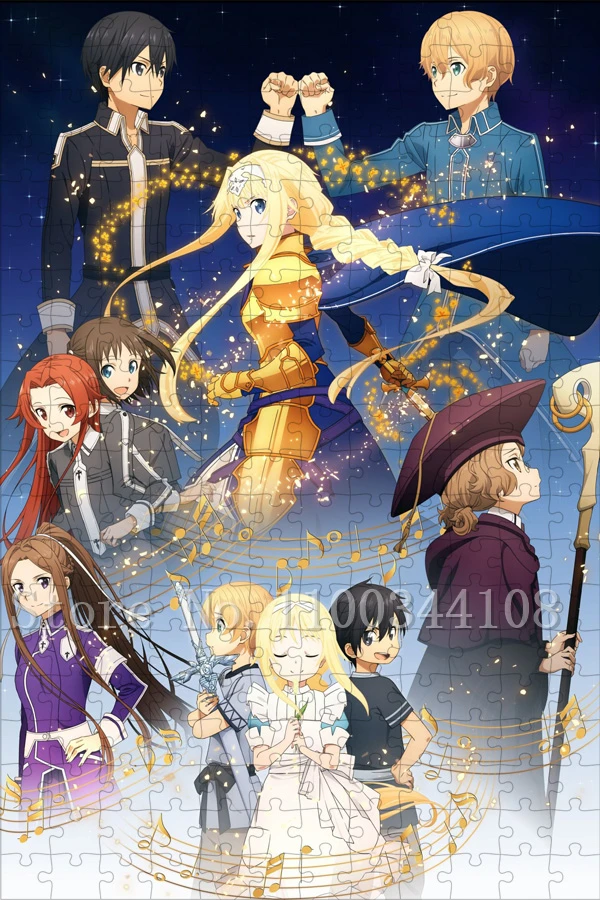 Фото Sword Art Online аниме пазлы 300/500/1000 шт. видеоигры анимация деревянные пазлы для взрослых игрушки для снятия стресса №3
