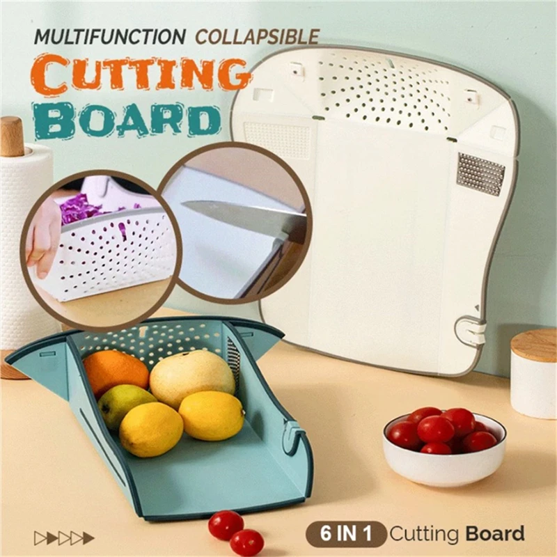 

Folding Cutting Board Multifunctional Collapsible Sink Drain Basket Washable Vegetables Strainer Kitchen Dish Storage Organizer