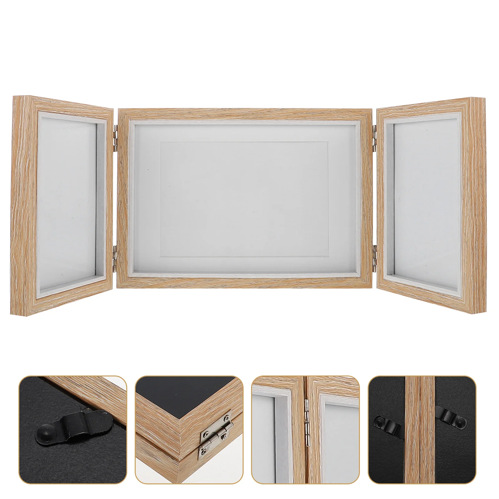 

Siamese Assembled Photo Frame Fodable Pic Foldable Wooden Decor Display Picture Baby
