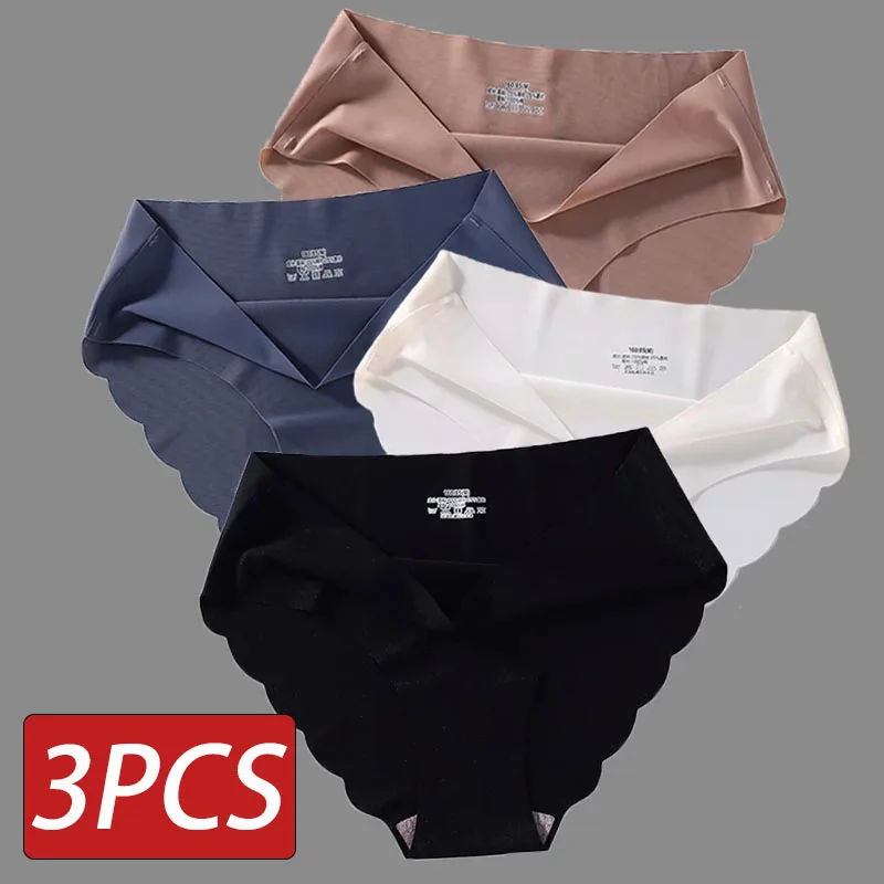 

3PCS/Set Seamless Silk Panties Women Underwear Sexy Female Underpants Briefs Woman Lingerie Underwear Ice Silk M-XL