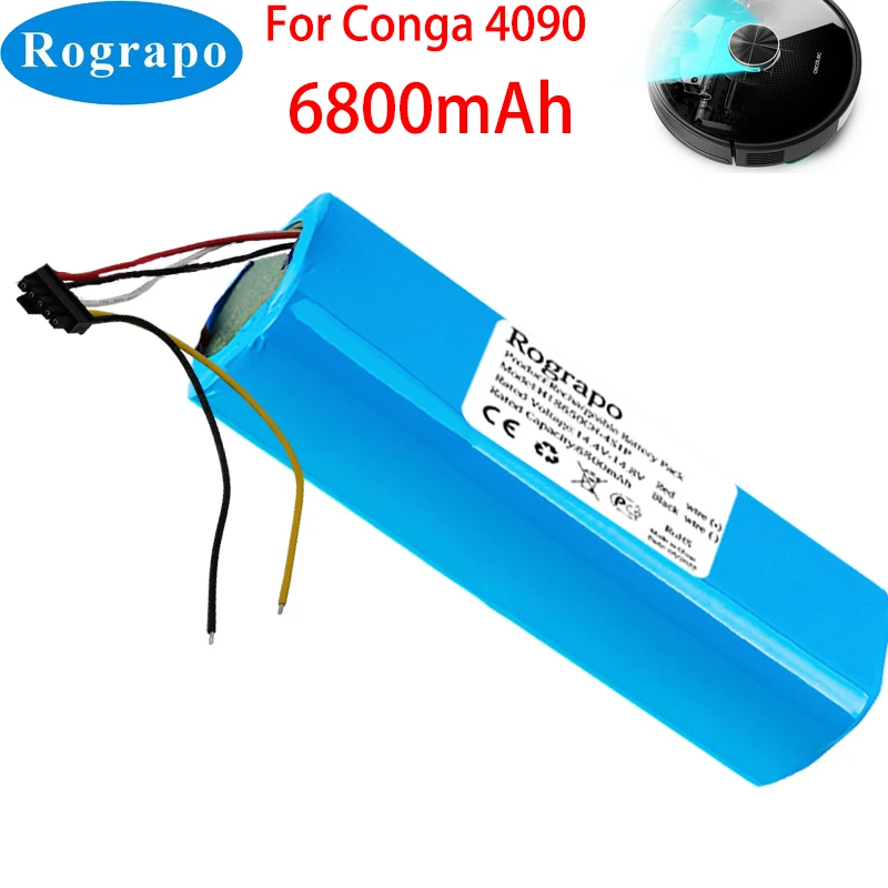 New 14.8V 6800mAh INR18650 MH1-4S2P-300S Robot Battery For Cecotec Conga 4090 Robotic Vacuum Cleaner