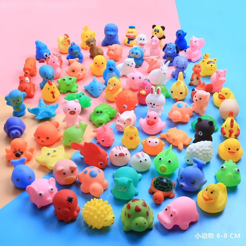 

5-10Pcs Cute Animals Swimming Water Toys Colorful Soft Rubber Float Squeeze Sound Squeaky Bathing Toy For Baby Bath Toys