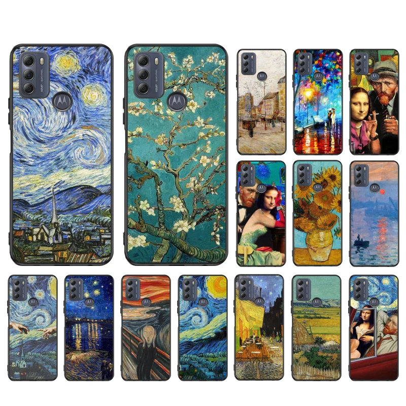 

Van gogh Mona Lisa Oil Painting Phone Case for Motorola Moto G9 Plus G7 G8 Play G7 Power G100 G20 G60 One Action Macro