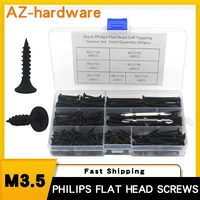 m3 5 wood screws counter sunk flat head tapping screws with cross recessed carbon steel philips screws drywall screw 282pcs