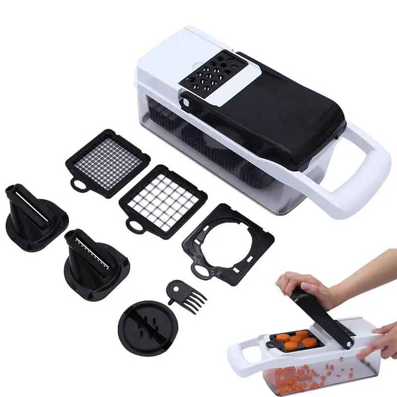 

Mandoline Slicer For Kitchen Multifunctional Garlic Chopper With Container Kitchen Accessories 8-in-1 Hand Potato Slicer Dicer