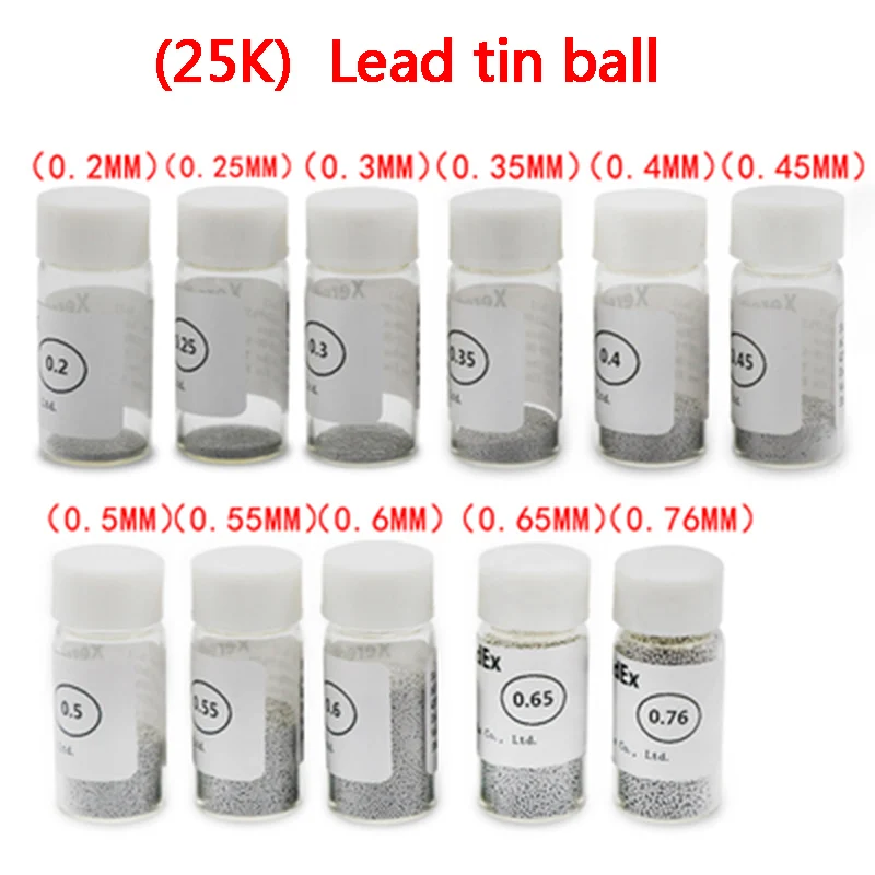 

(25k) 25,000pcs 0.2mm/0.25MM/0.3mm/0.35mm/0.4mm/0.45mm/0.5mm/0.55/0.6mm/0.65mm/0.76mm Leaded Soldering Balls BGA Solder Balls