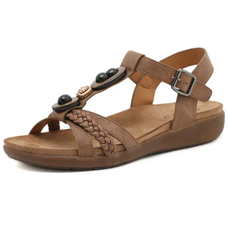 

Summer Women Bohemian Sandals 2023 Crystal Foam Non-slip Sandalias Mujer Elastic Band Strap Low Heels Rome Shoes Sandals
