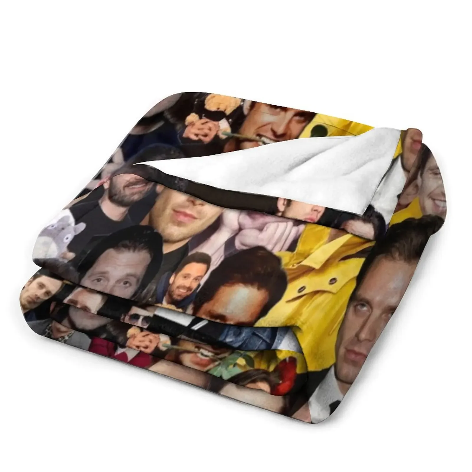 Фото коллаж Себастьян Стэн плед одеяло диваны теплые для зимы постельное белье