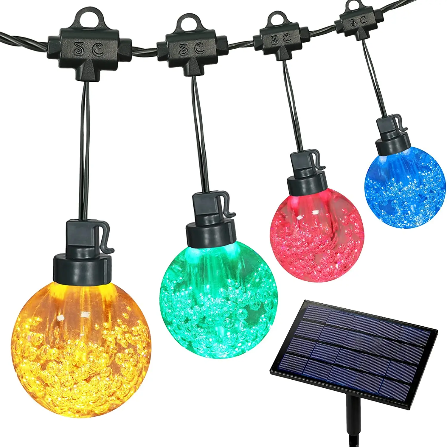

Solar String Lights Outdoor 16 G50 Crystal Bulbs 25FT Power Lights LED Light for Patio Bistro Balcony Party Wedding Chrismas