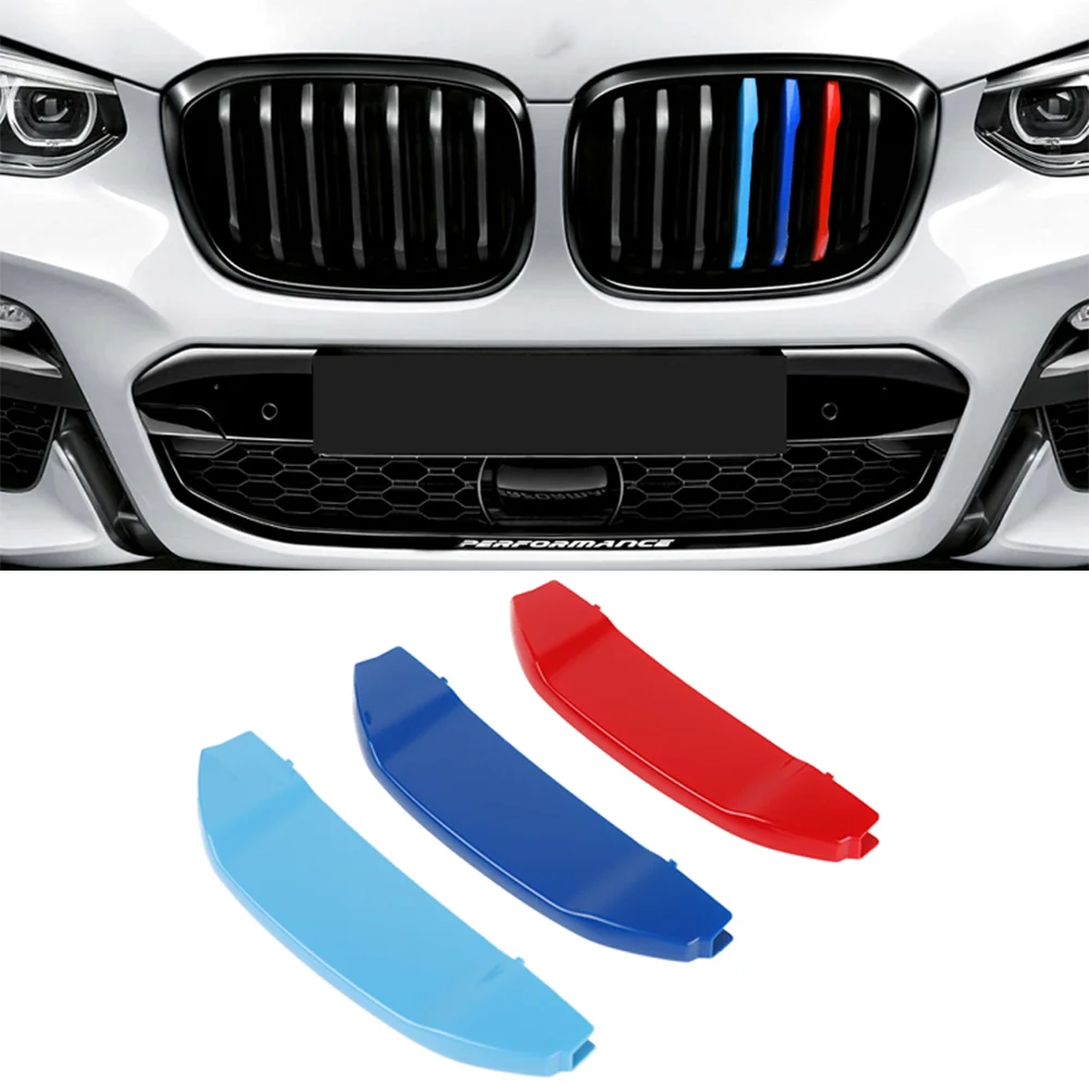 

3pcs Car-Styling 3D M Front Grille Trim Bumper Cover Strips Stickers for BMW X3 X4 Series G01 2018-2020 External Decoration