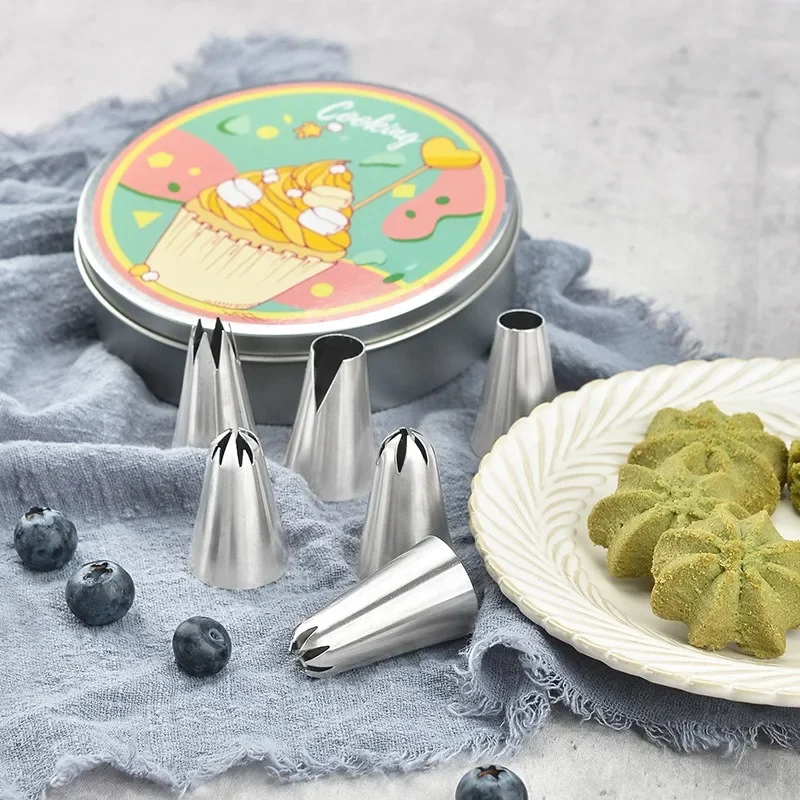 6 шт./набор насадки для украшения тортов из нержавеющей стали